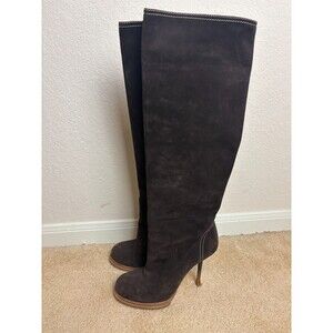 Gianmarco Lorenzi Womens Brown Size 38 Knee High Boots Suede High Heel